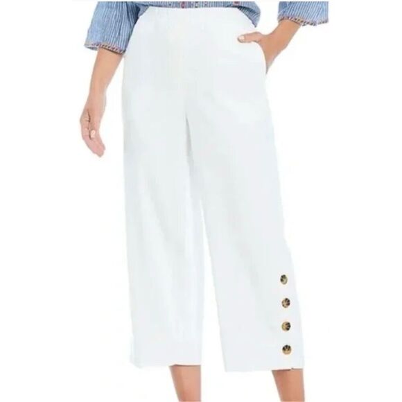 John Mark Linen blend wide leg crop pant size medium - Picture 1 of 7